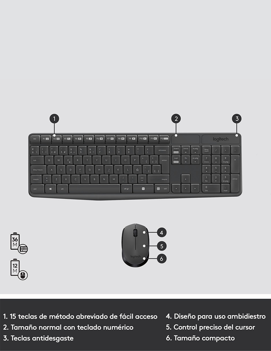 Mouse y teclado Mk235 8