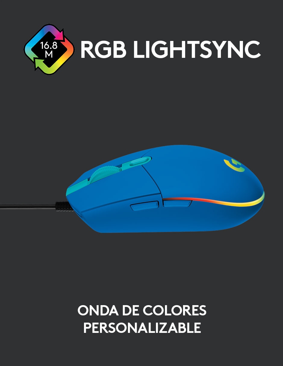 Mouse gamer alámbrico G203 azul 2
