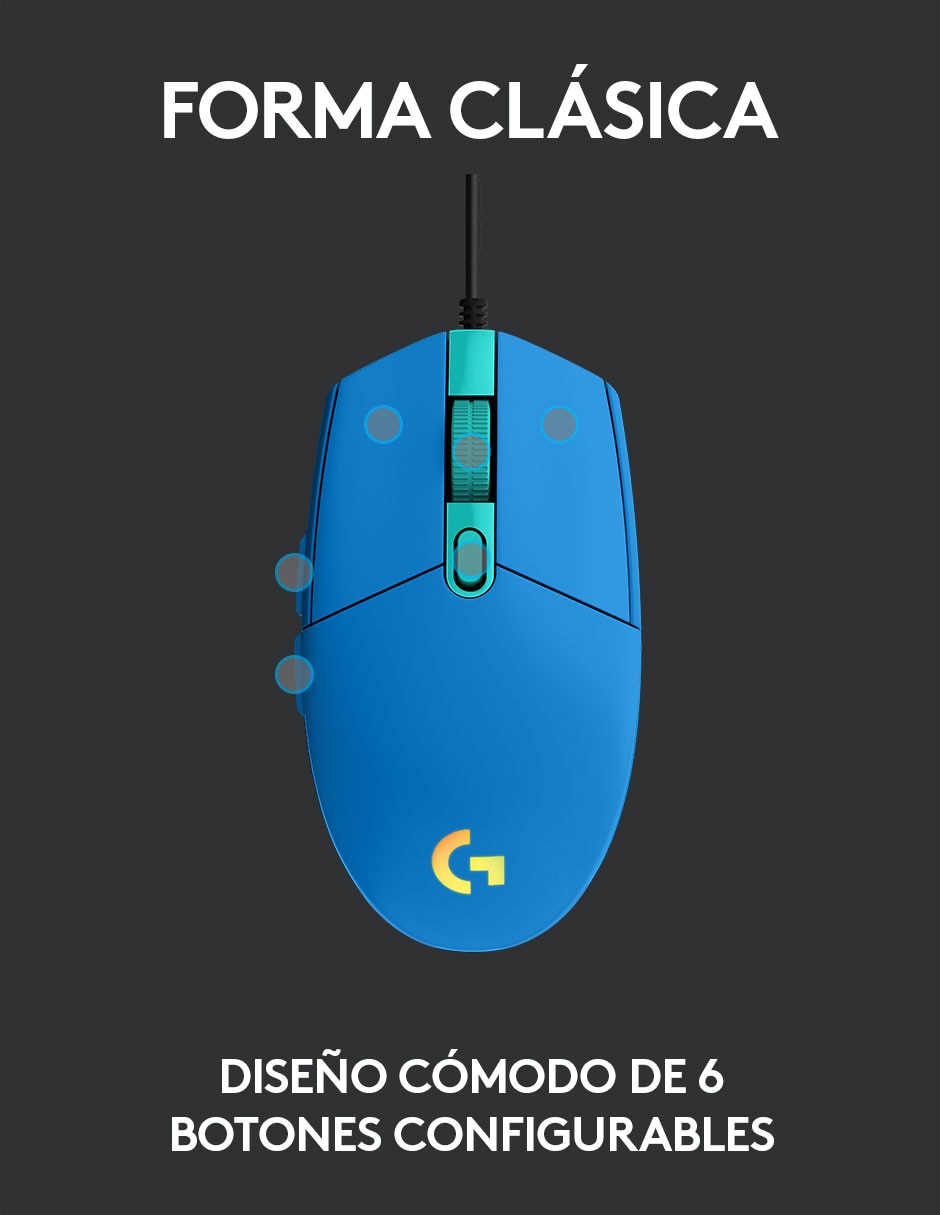 Mouse gamer alámbrico G203 azul 4