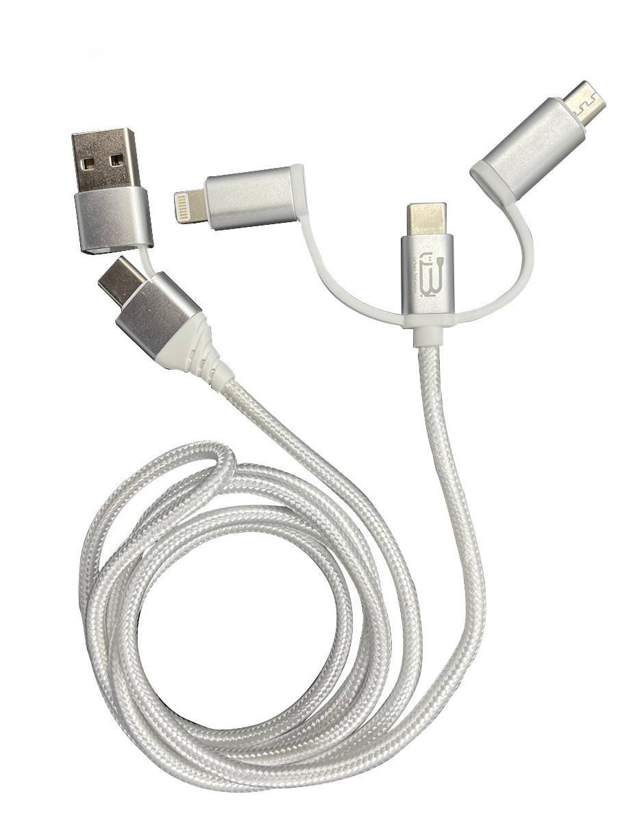 Cable lightning, micro USB y tipo C a tipo USB A de 1 m Cable lightning, micro USB y tipo C a tipo USB A de 1 m