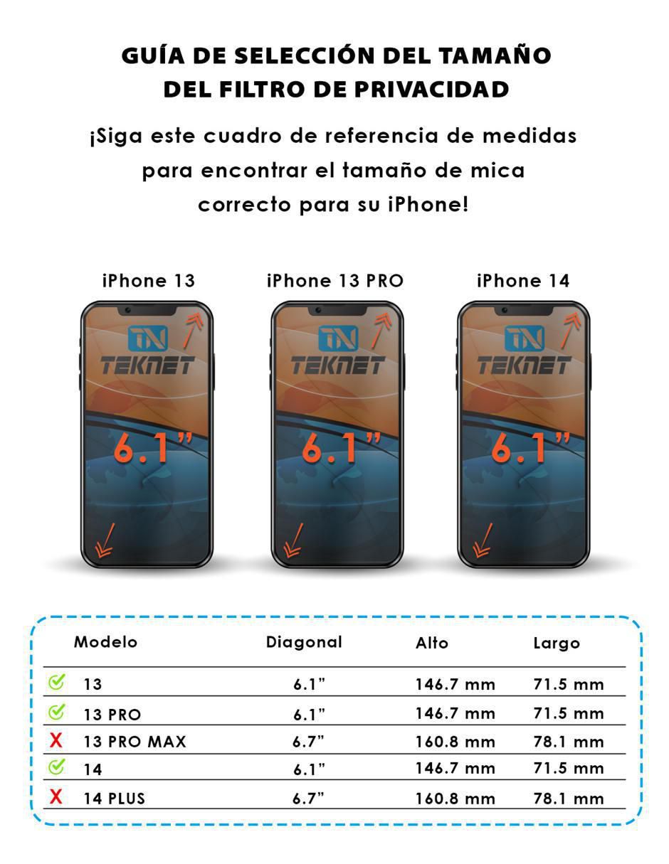 Mica celular Teknet iPhone 13 Pro de cristal templado