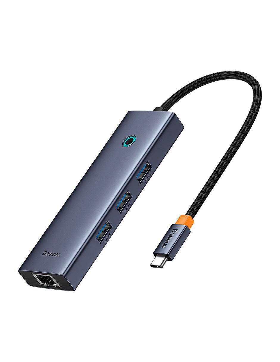 Hub Baseus Tipo C a HDMI + USB3.0 x 3 + PD + RJ45 de 6 contactos