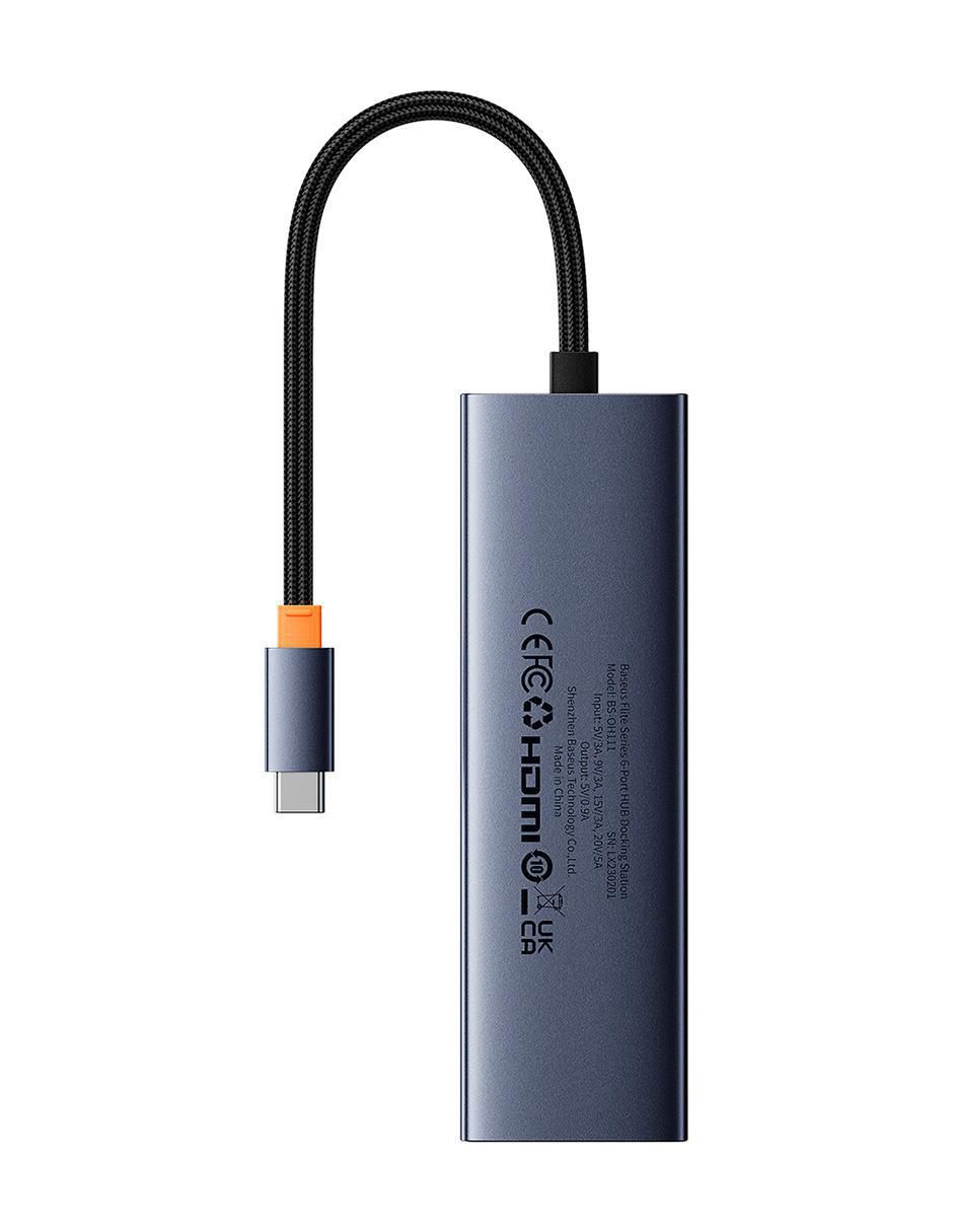 Hub Tipo C a HDMI + USB3.0 x 3 + PD + RJ45 de 6 contactos Hub Tipo C a HDMI + USB3.0 x 3 + PD + RJ45 de 6 contactos