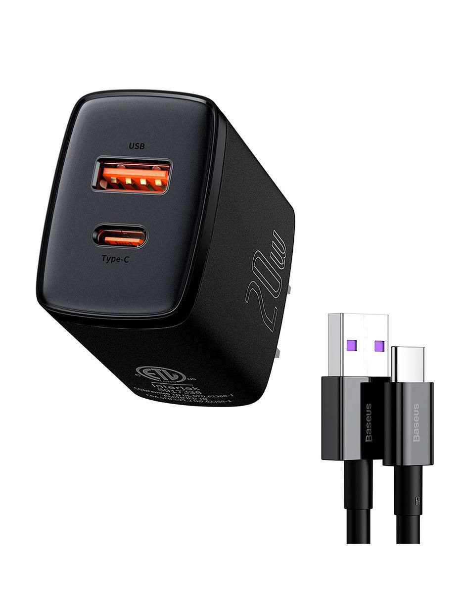 Cargador pared USB tipo A + USB tipo C Cargador pared USB tipo A + USB tipo C