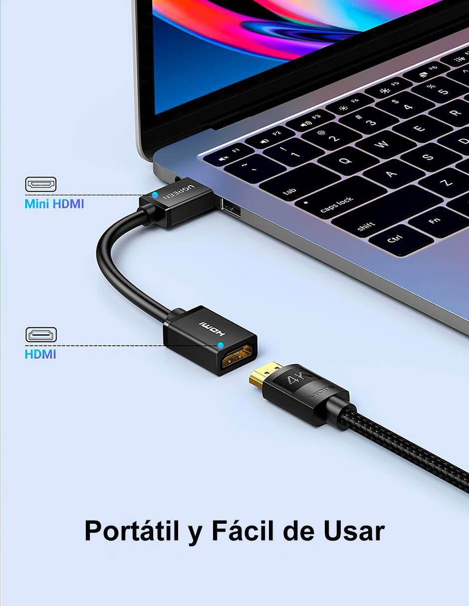 Cable mini HDMI Ugreen a tipo HDMI 4K de 22 cm