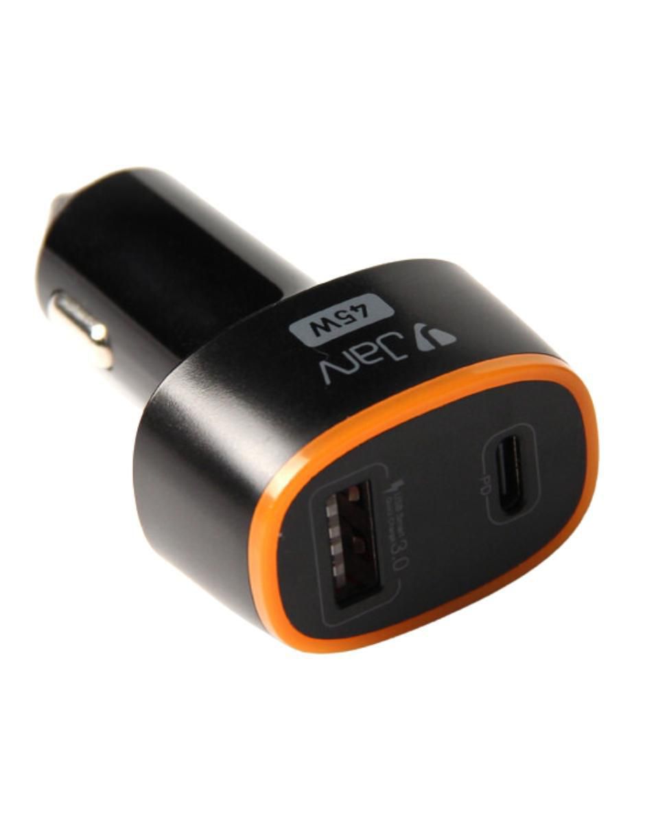 Cargador auto Jarvi USB + USB tipo C