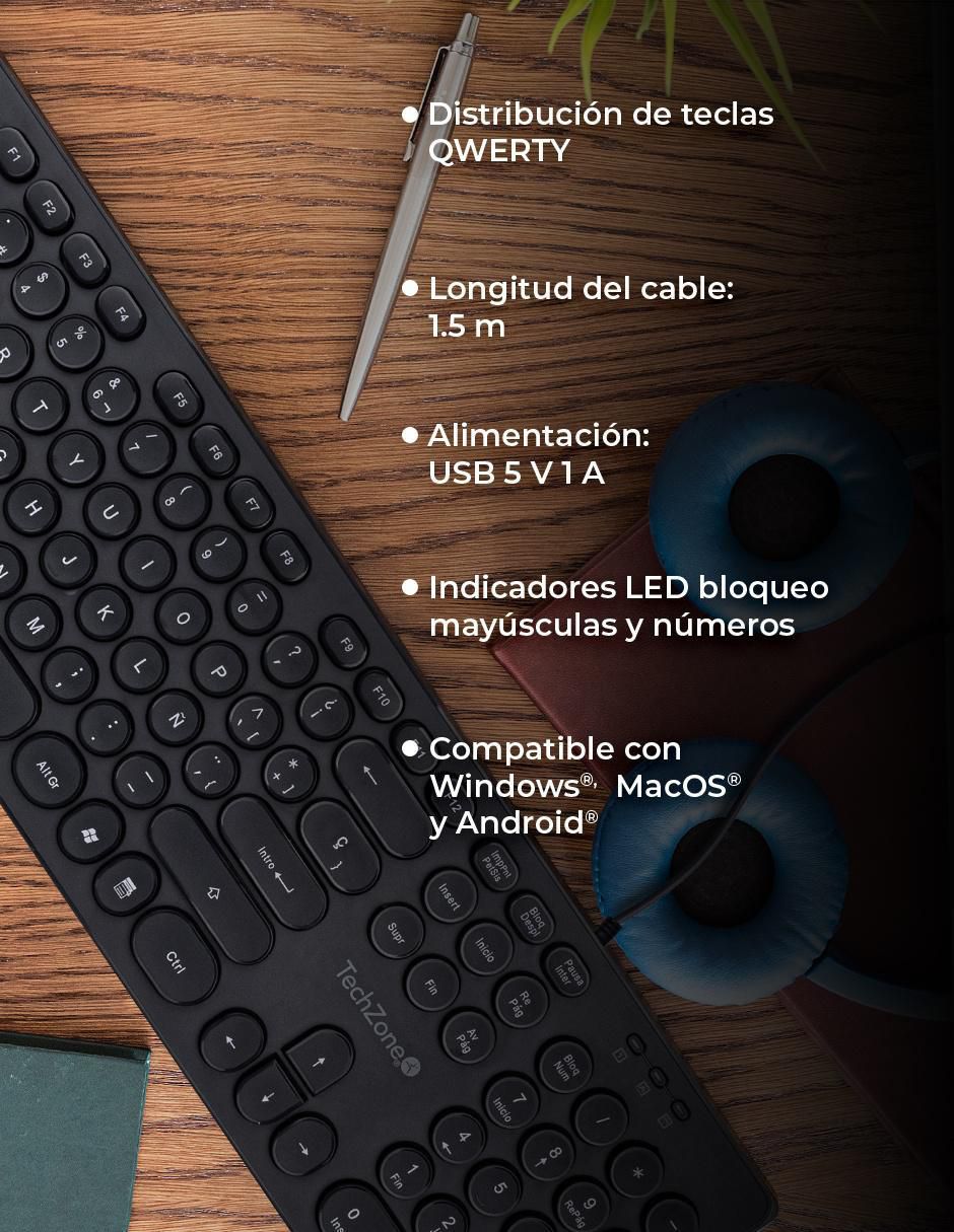 Mouse y teclado Techzone Tzactca