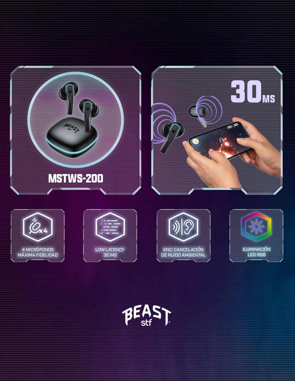 Audífonos True Wireless MSTWS-200 inalámbricos con cancelacion de ruido 8