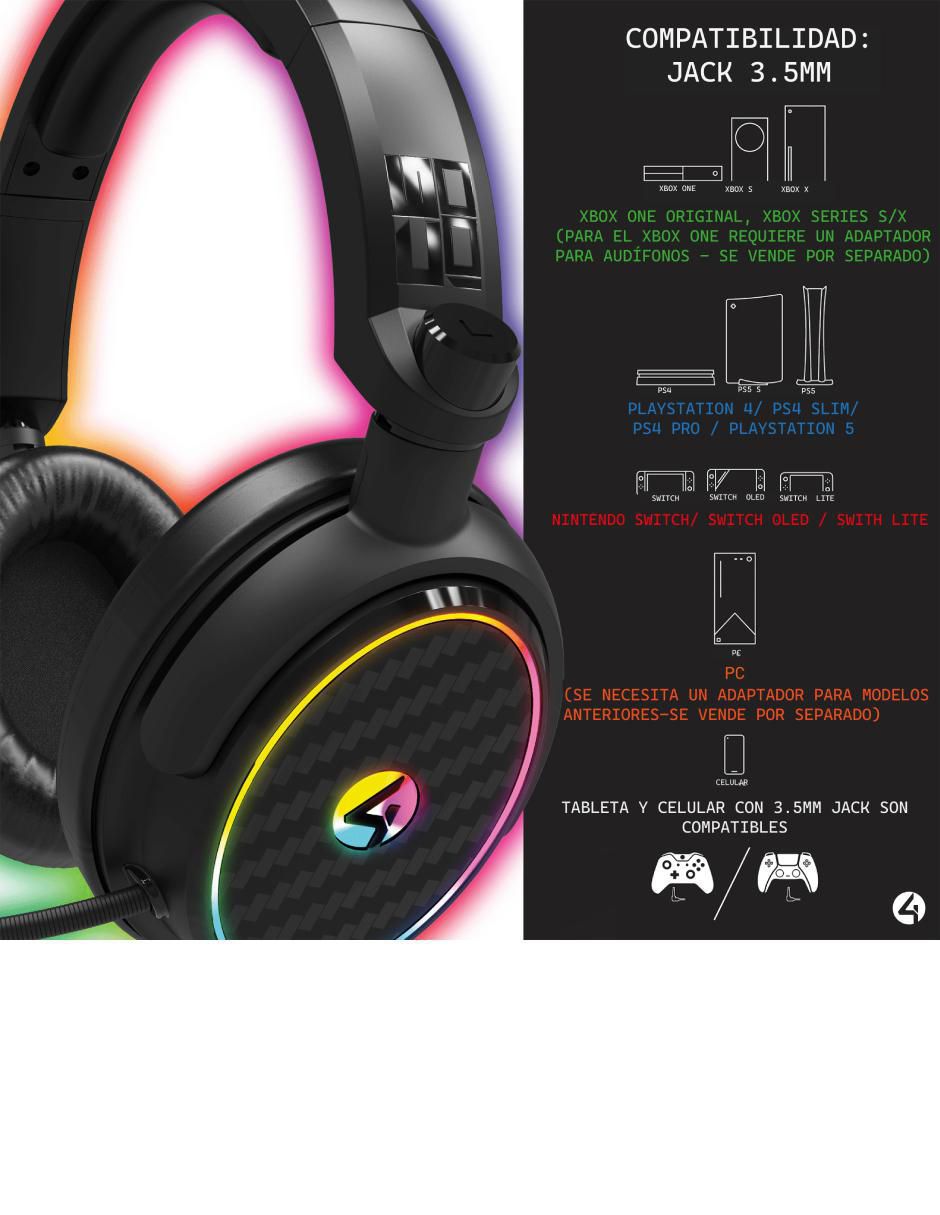 Audífonos gamer alámbricos Xp-Panther-Led-4G 3