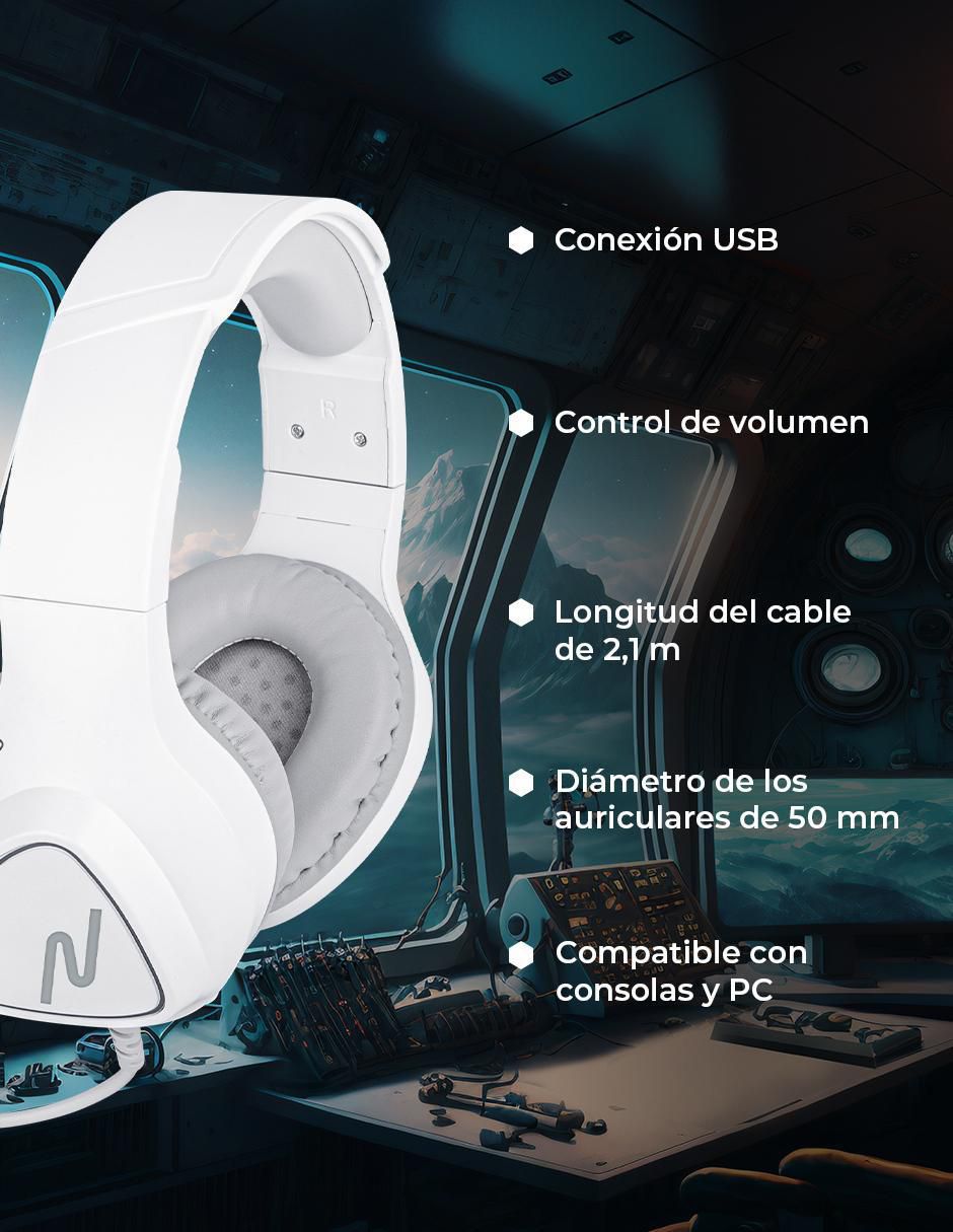 Audífonos gamer Over-Ear Nsacau01 alámbricos con cancelacion de ruido 5