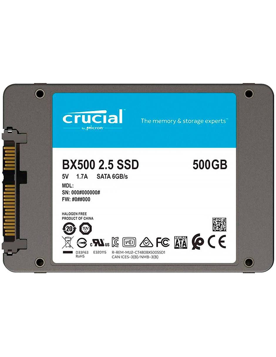 Unidad SSD Crucial capacidad 500 GB