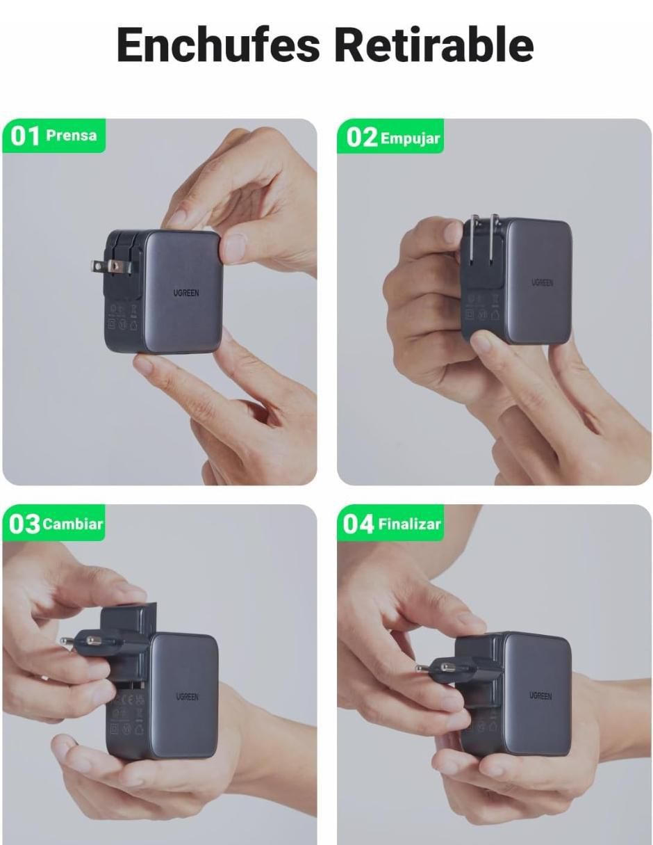 Cargador pared USB + USB tipo C Cargador pared USB + USB tipo C