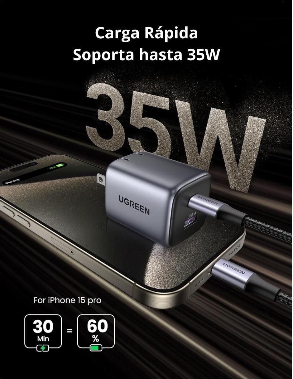 Cargador pared Ugreen USB + USB tipo C