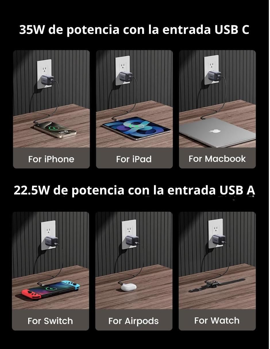 Cargador pared Ugreen USB + USB tipo C