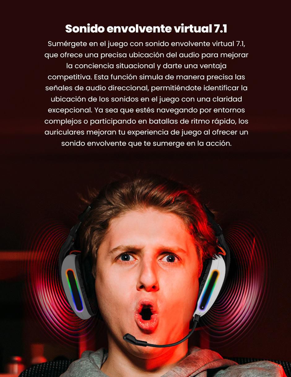 Audífonos gamer alámbricos Guh-G3Nw3-G1 Rgb 7.1 12