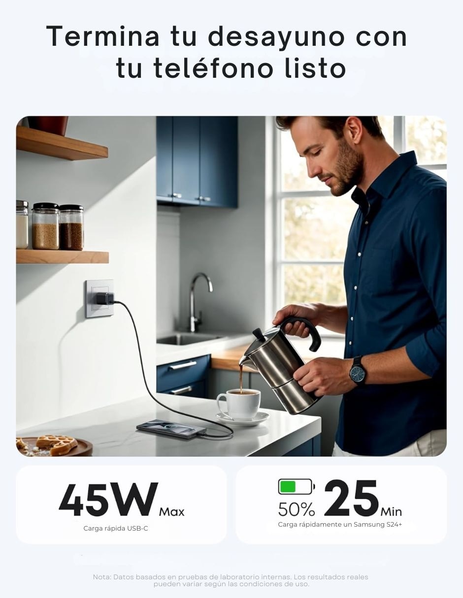Cargador pared Anker de 45 W USB tipo C 6