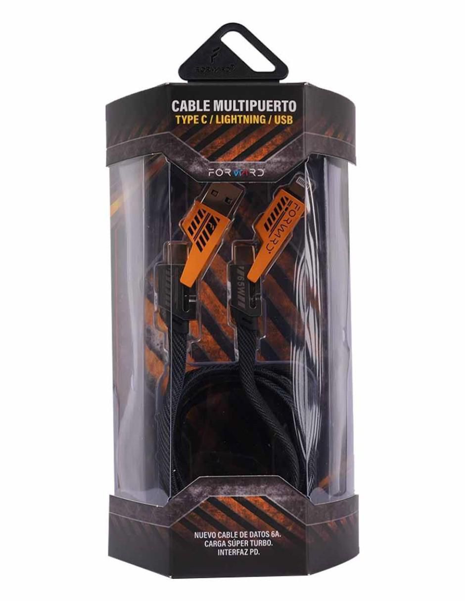 Cable lightning, micro USB y tipo C a tipo USB C de 1 m