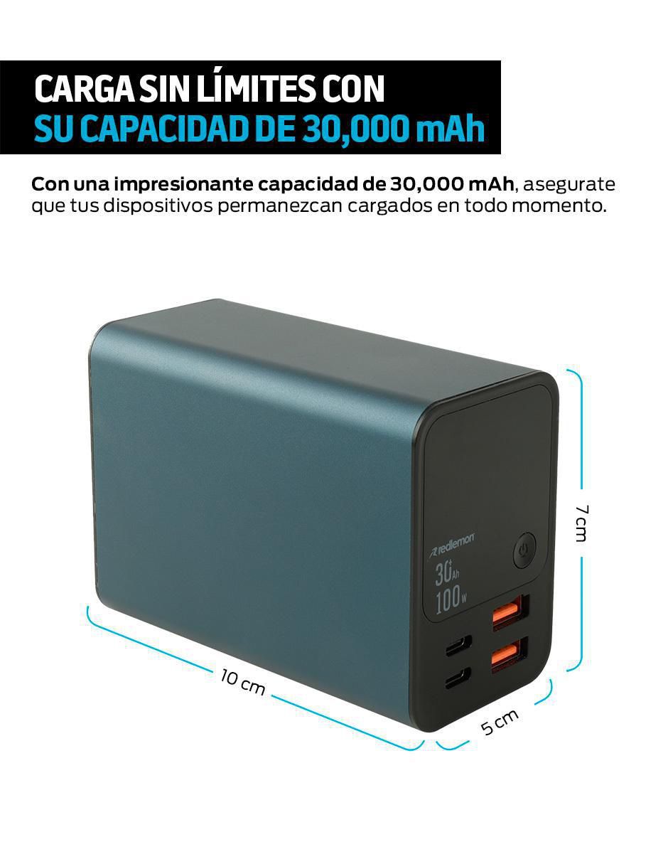 Batería portátil Redlemon 30000 mAh extra rápida
