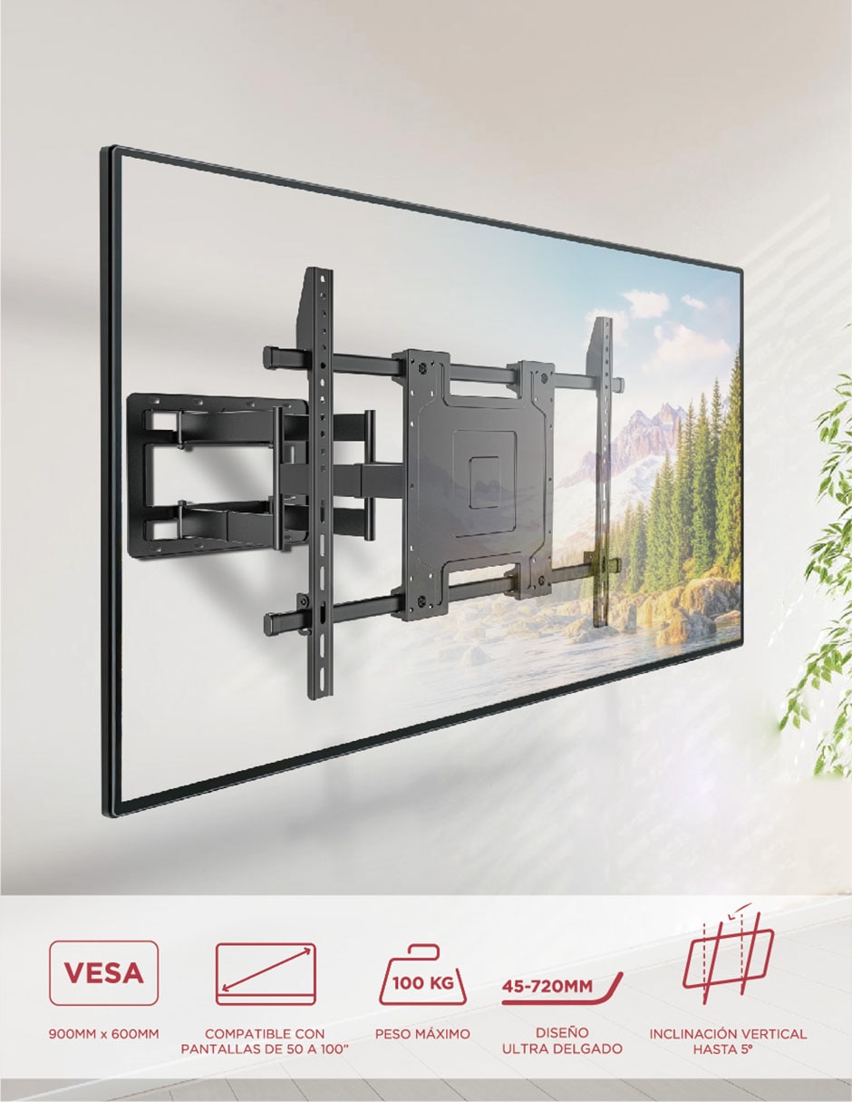 Soporte de pared para pantalla inclinable 50 - 100 pulgadas 1