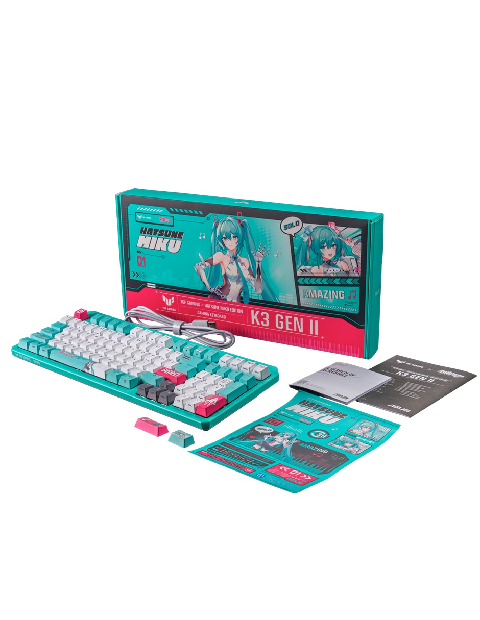 Teclado gamer USB-A 2.0 retroiluminado español con interruptor optomecánico TUF gaming K3 gen II Hatsune Miku edition 3