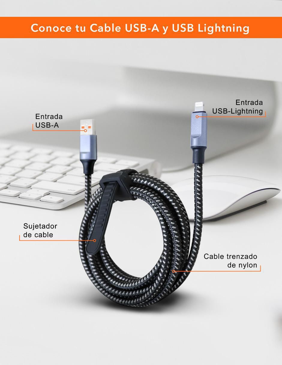 Cable USB A a tipo lightning de 2 m 5