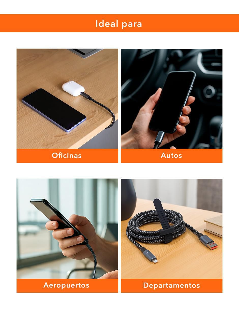 Cable USB A a tipo lightning de 2 m 9