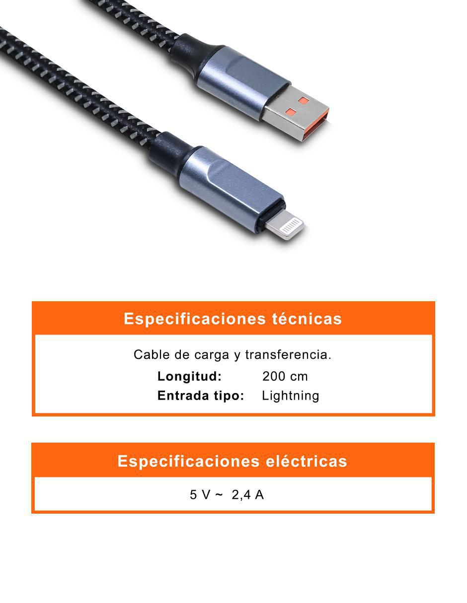 Cable USB A a tipo lightning de 2 m 6