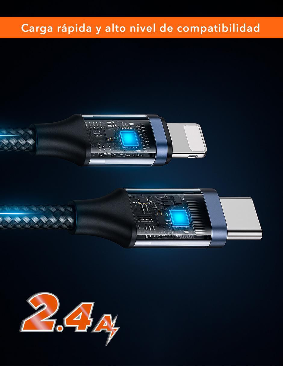 Cable USB C a tipo lightning de 2 m 8