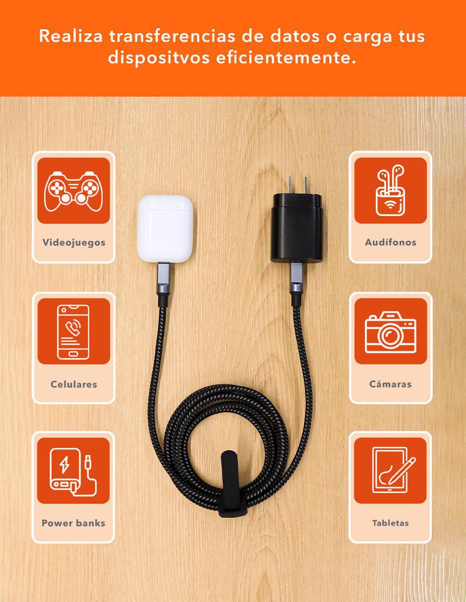 Cable USB C a tipo lightning de 2 m