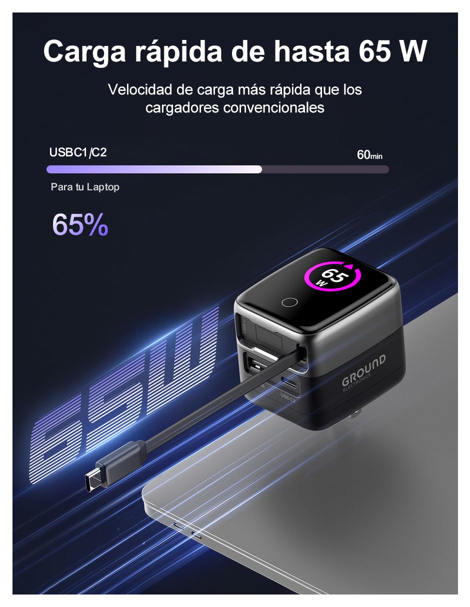 Cargador de pared de 45W Micro USB + USB tipo C 7