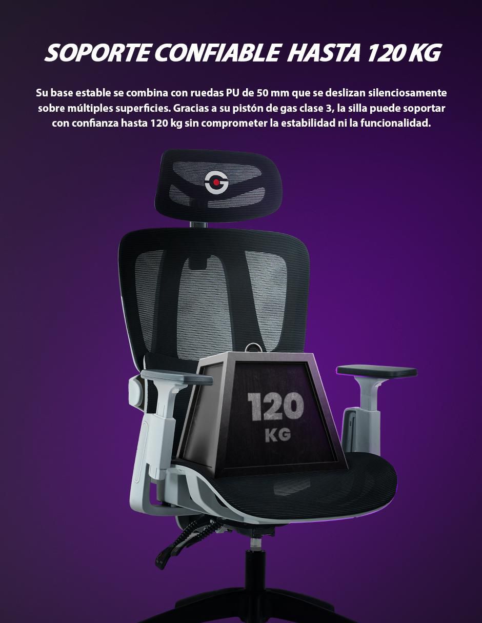 Silla gamer ergonómica con malla transpirable de mesh