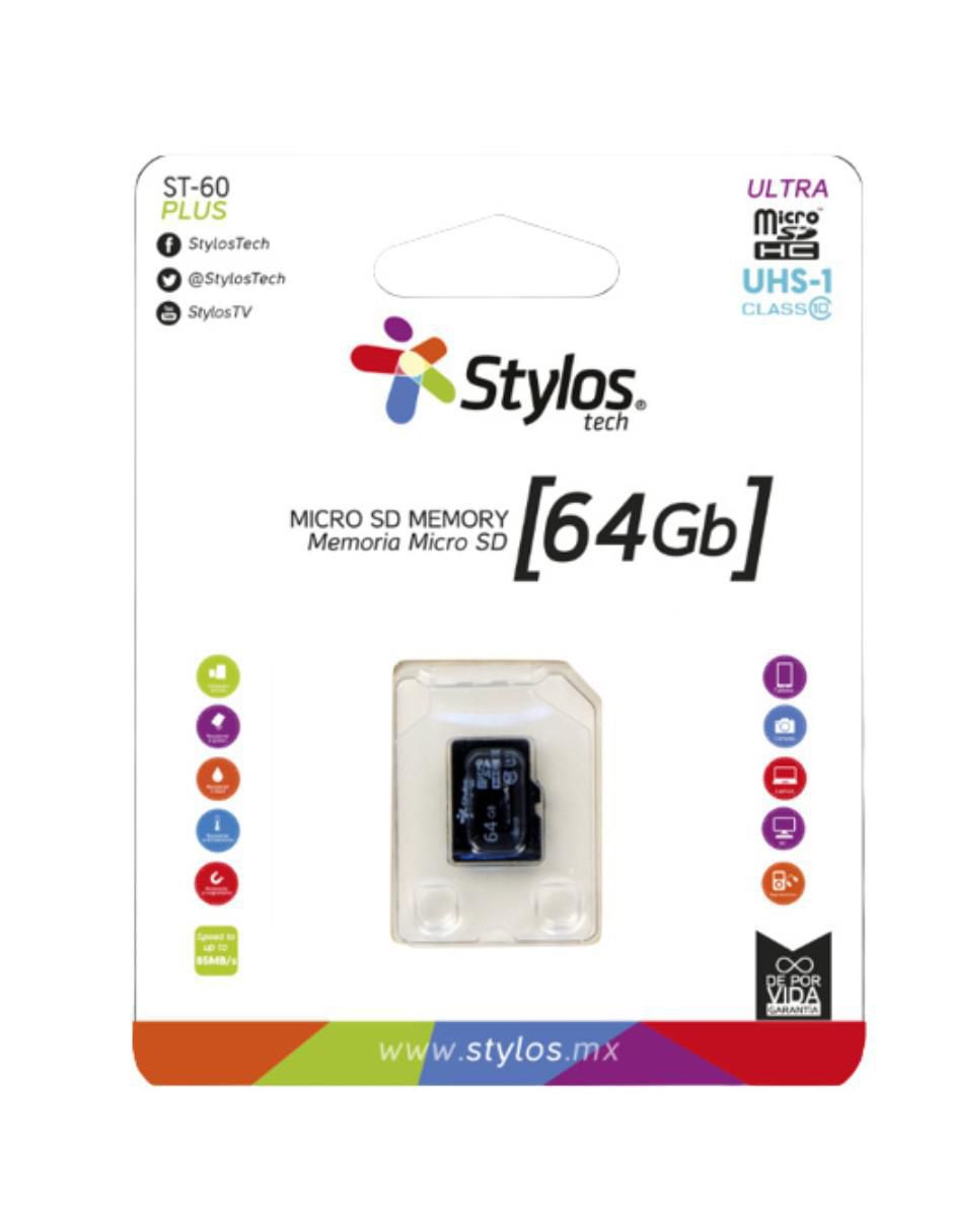 Memoria SDHC Stylos Tech capacidad 64 GB