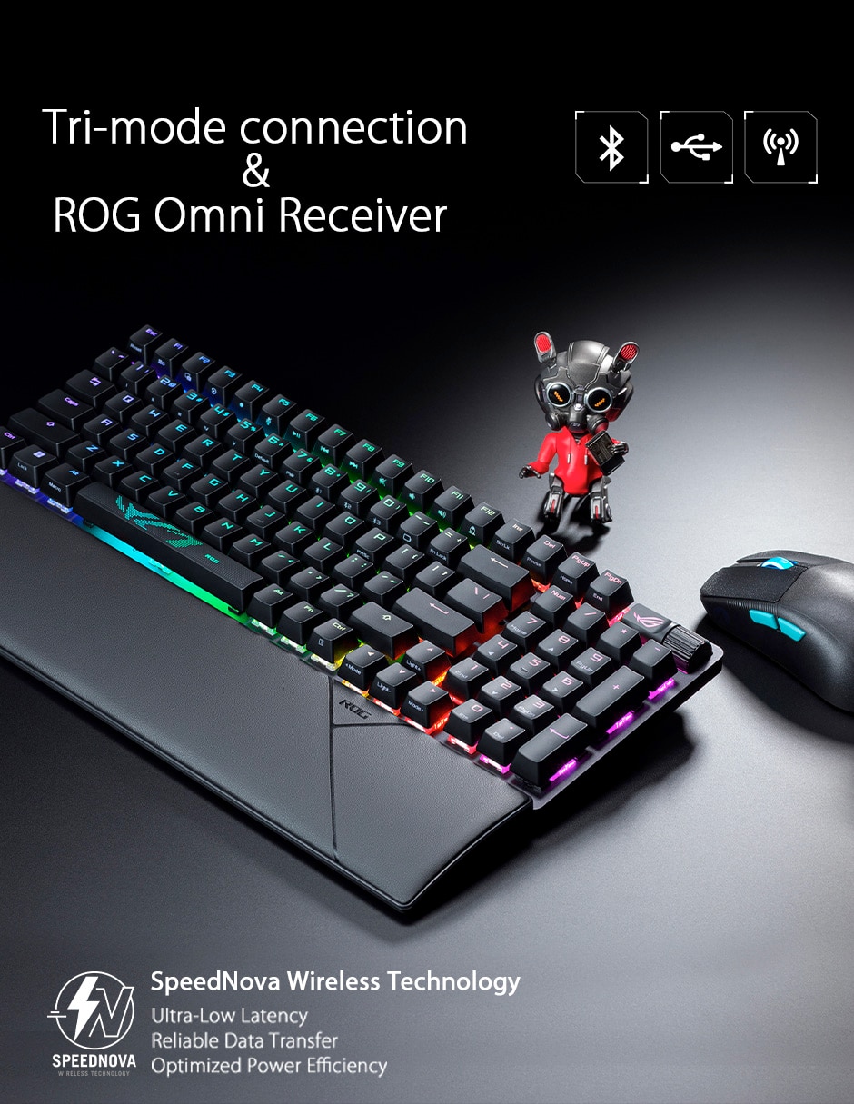 Teclado gamer usb, bluetooth retroiluminado español con interruptor optomecánico x901 strix scope ii 96 6