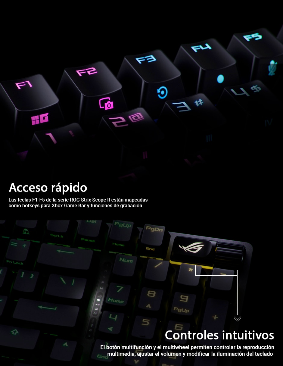 Teclado gamer usb, bluetooth retroiluminado español con interruptor optomecánico x901 strix scope ii 96 10