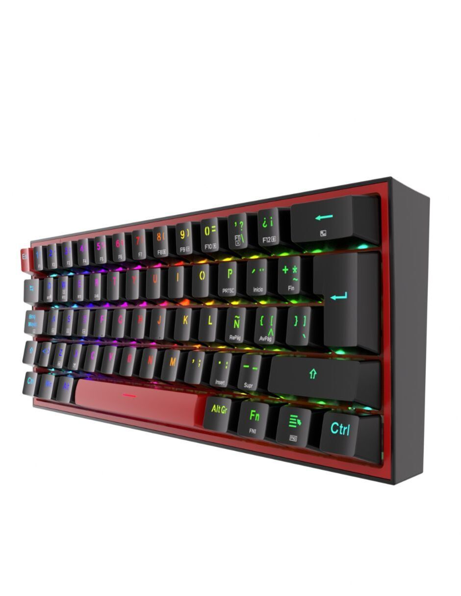 Teclado gamer alámbrico e inalámbrico QWERTY latino américa con interruptor Lineal (Red, Black) Fizz Pro K616 RGB 2
