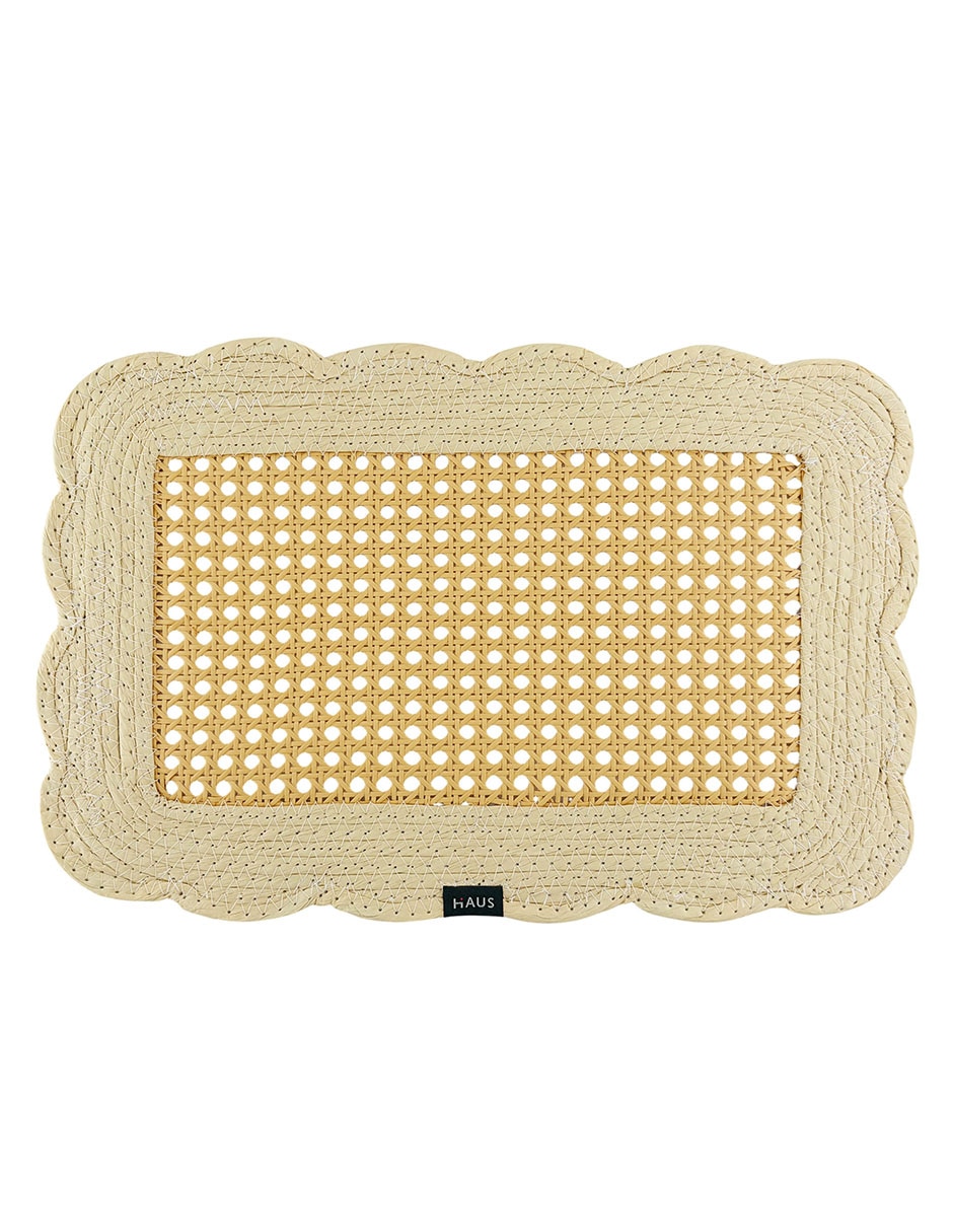 Mantel individual rectangular de fibras naturales floris