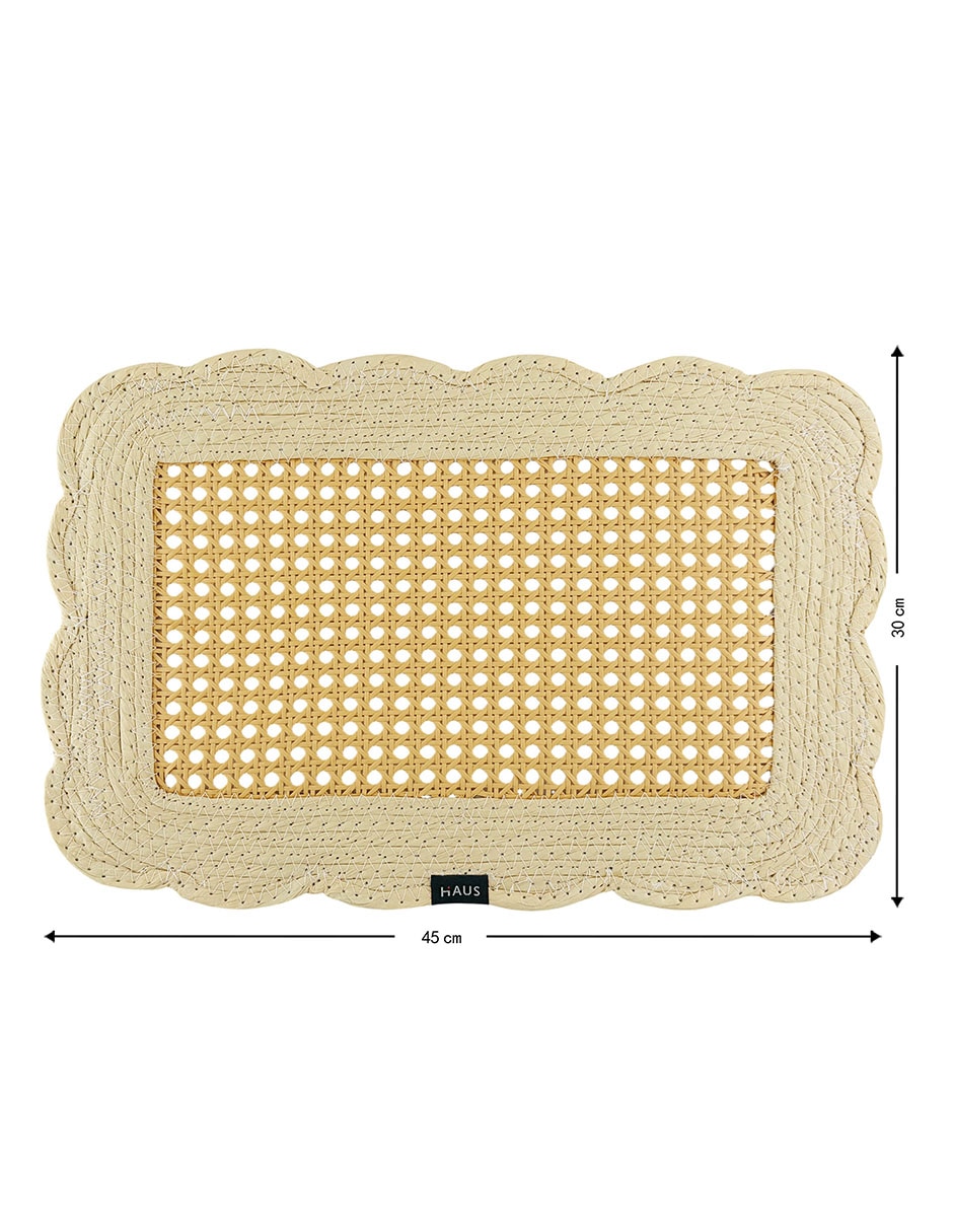 Mantel individual rectangular de fibras naturales floris