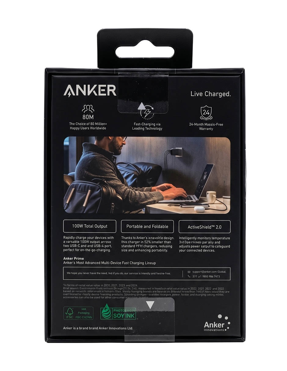 Cargador pared Anker A2688141 USB tipo A + USB tipo C 100 W