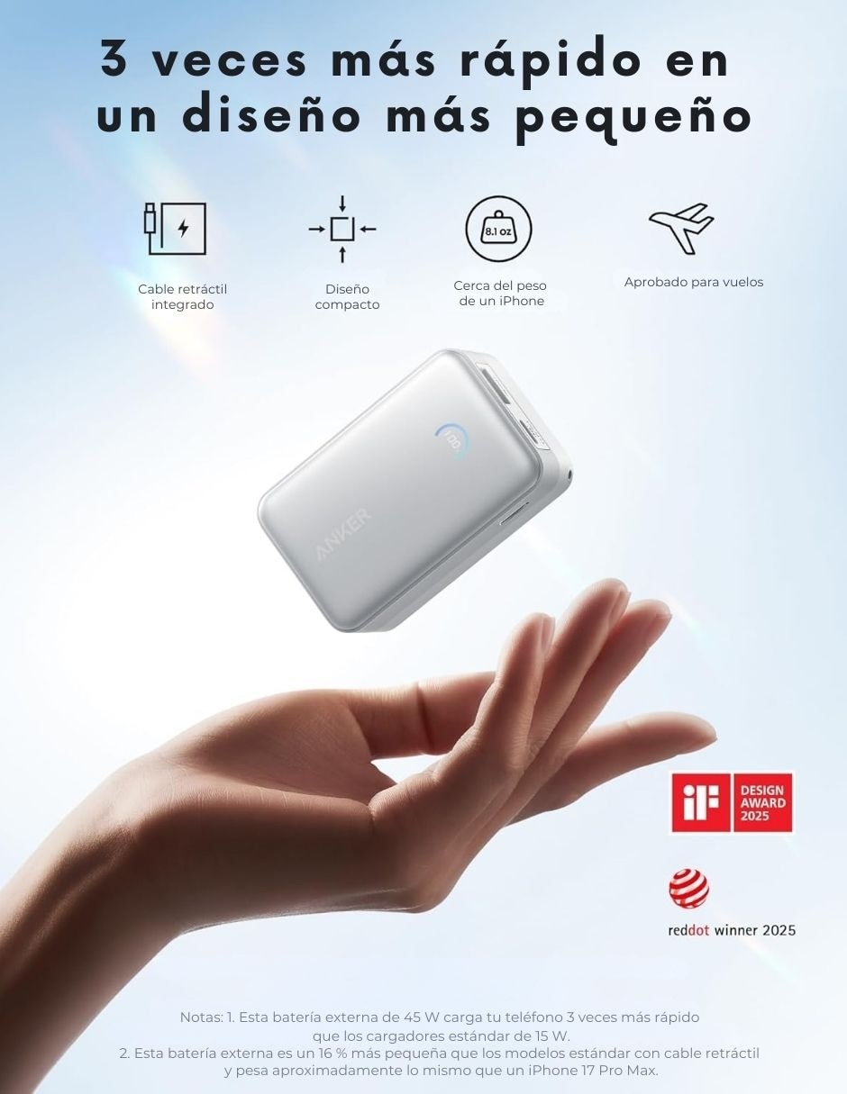 Batería portátil anker 10000 mah a1638h11