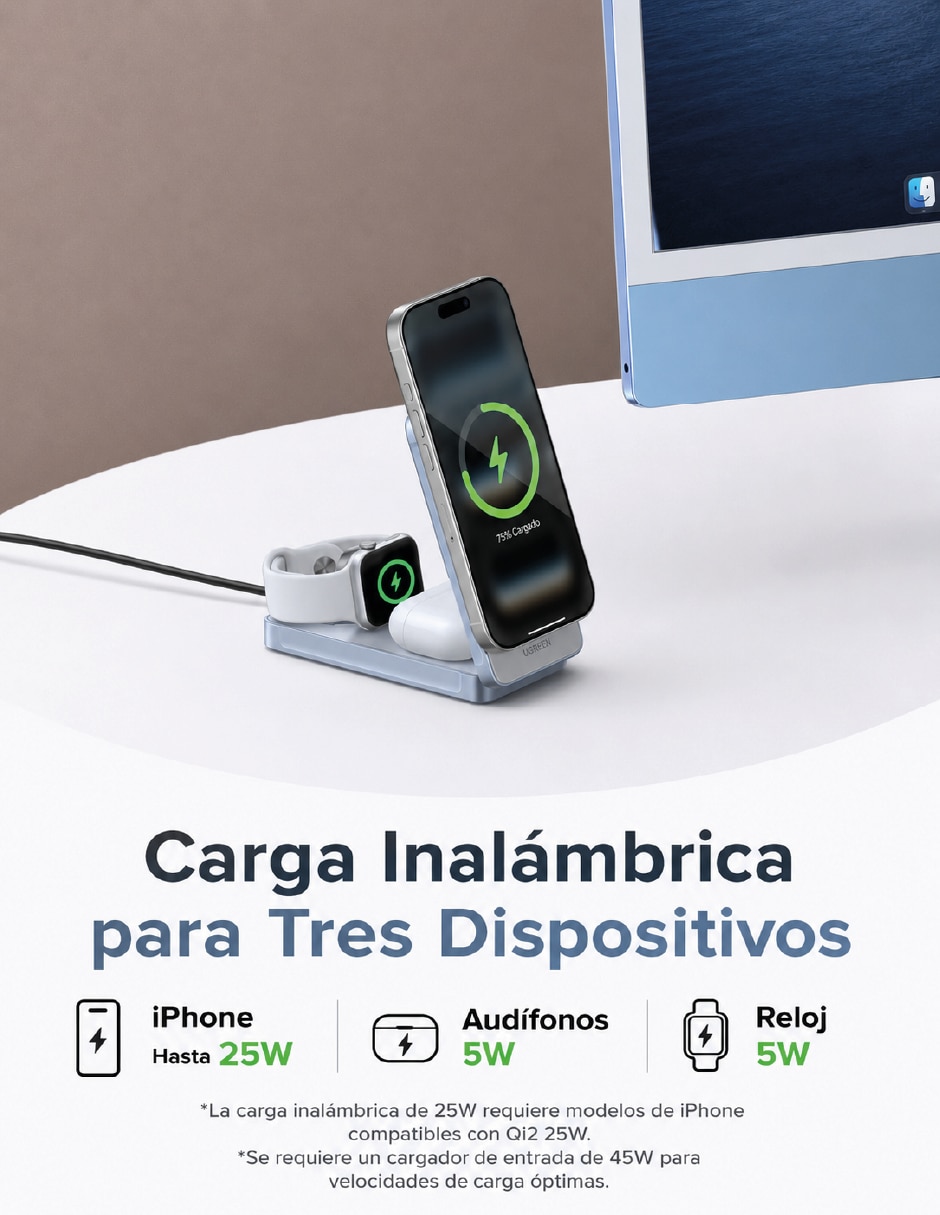 Estación de carga 3 en 1 65901 25 W 4