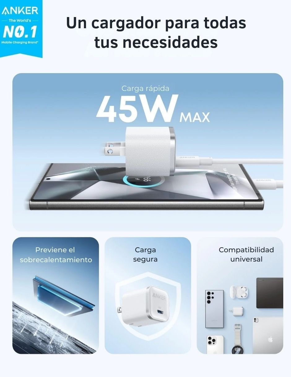Cargador pared A2692J21 USB tipo C 45 W 10