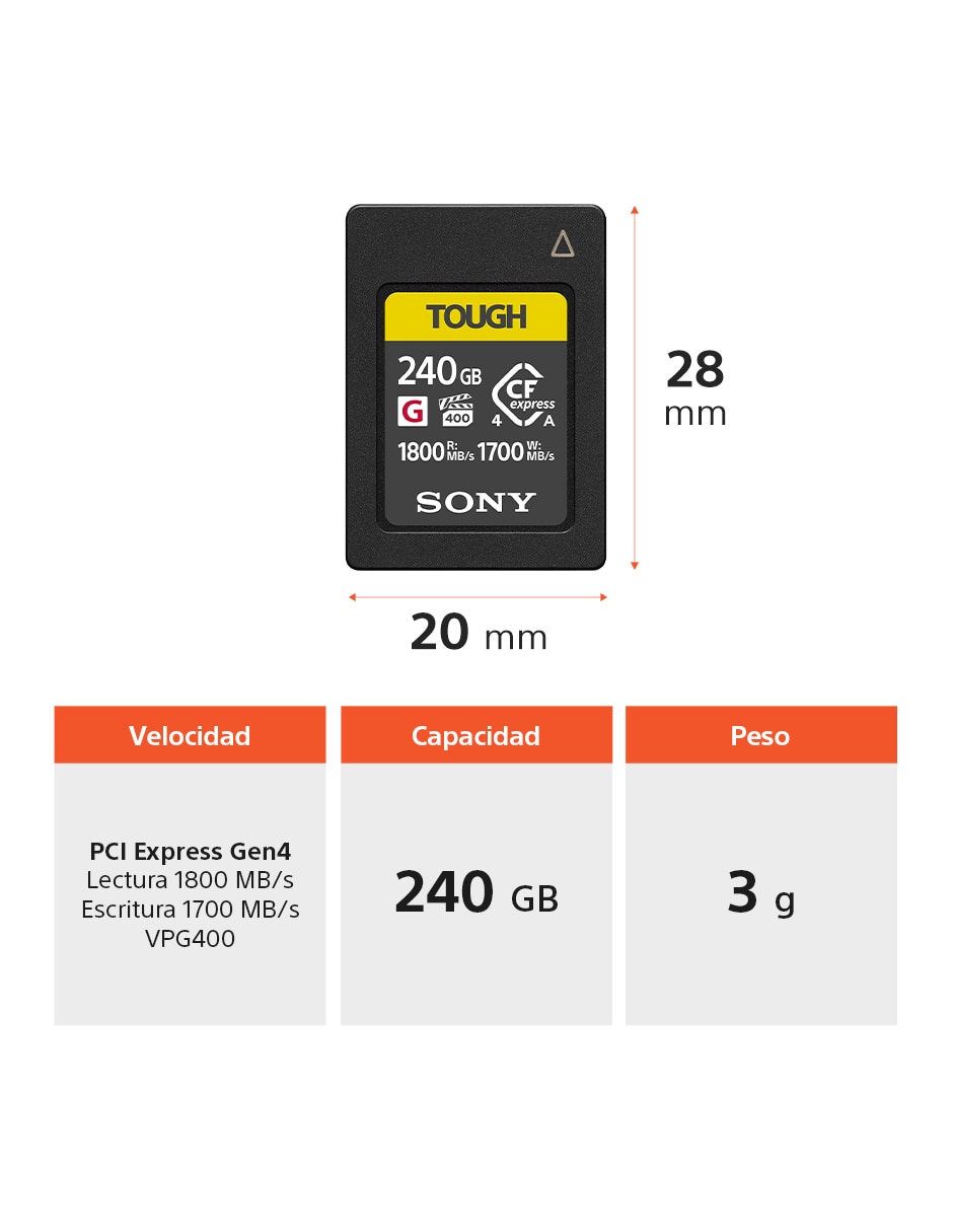 Memoria CFexpress capacidad 240 GB Memoria CFexpress capacidad 240 GB