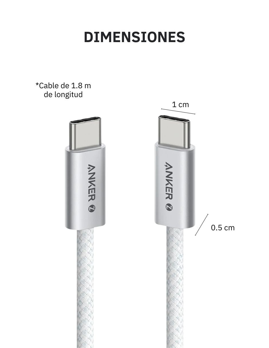 Cable Usb C a tipo Usb C de 1.8 m 5