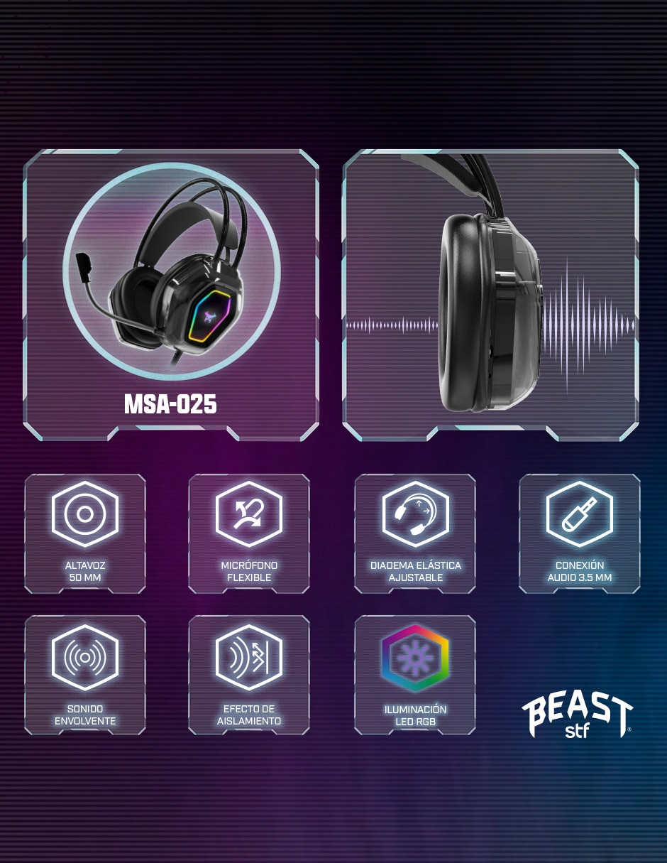 Audífonos gamer alámbricos gaming msa 025 12