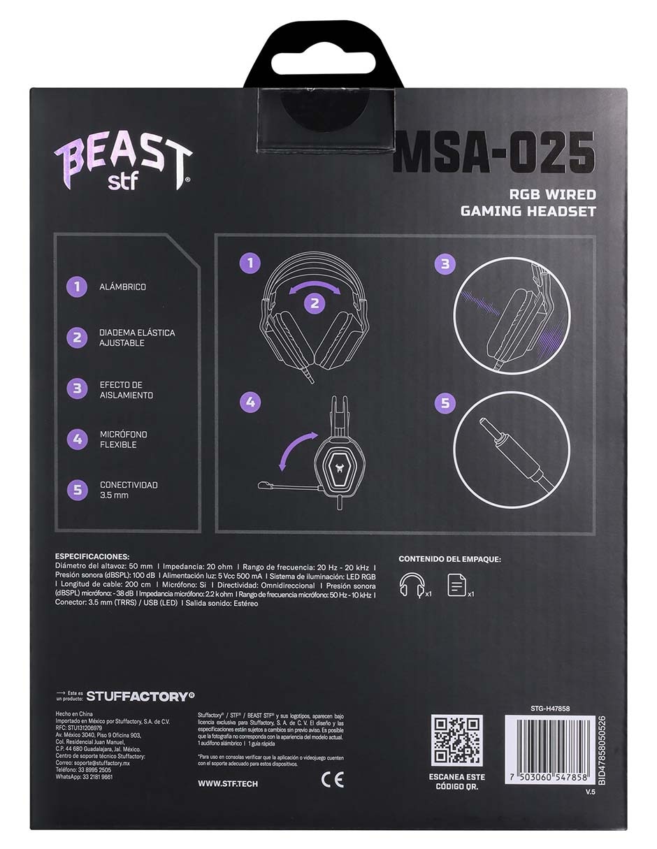 Audífonos gamer alámbricos Gaming MSA-025 8