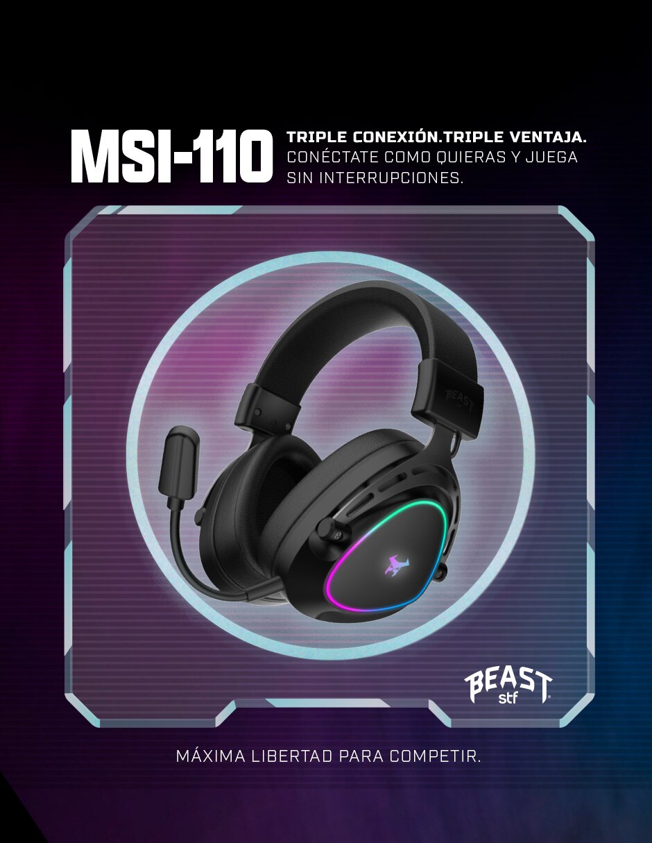 Audífonos gamer inalámbricos gaming msi 110 12