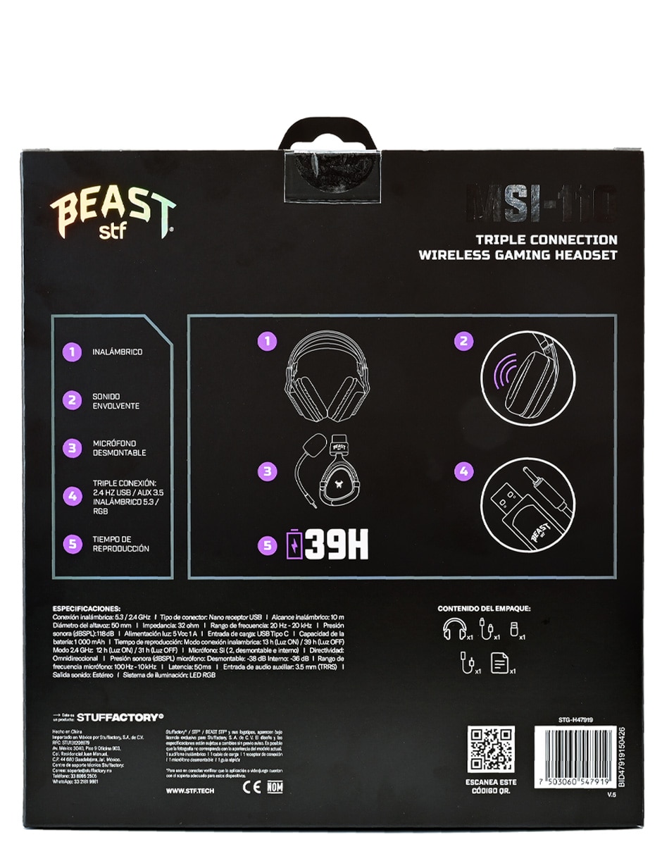 Audífonos gamer inalámbricos Gaming MSI-110 6