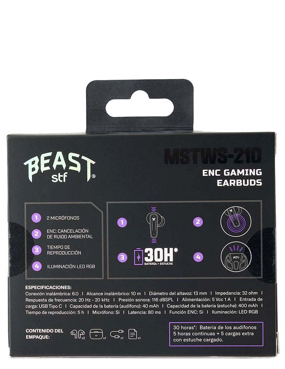 Audífonos gamer inalámbricos Gaming Mstws-210