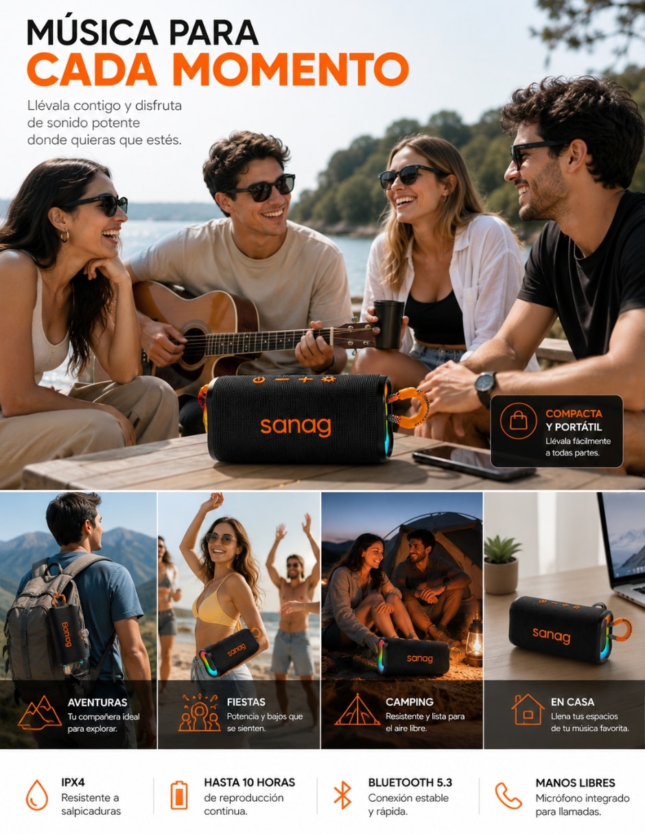 Audífonos True Wireless Redmi Buds 6 Active con Smartwatch G-TIDE R5 y Bocina SANAG M15 Negra Inalámbrica con cancelación de ruido 5