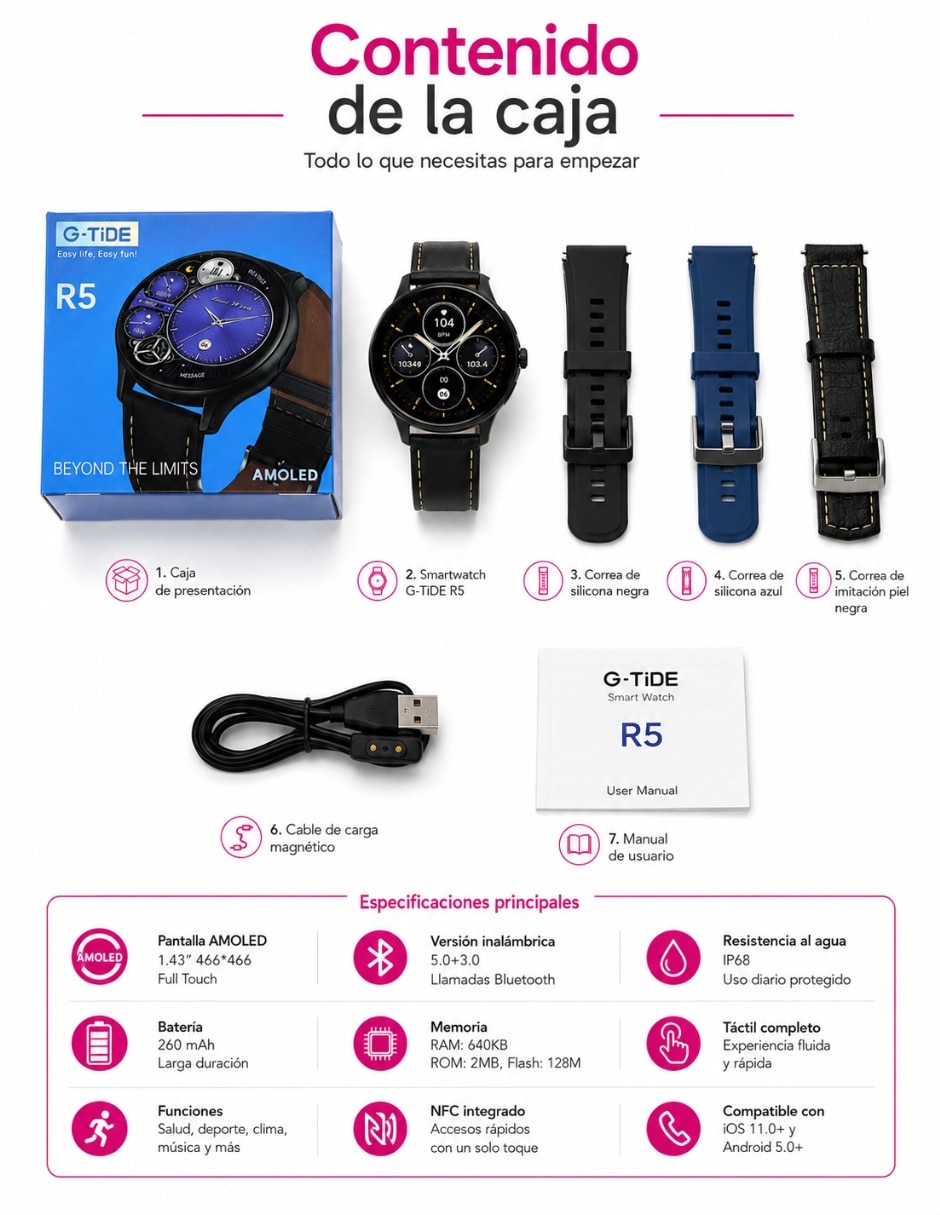 Audífonos True Wireless Redmi Buds 6 Active con Smartwatch G-TIDE R5 y Bocina SANAG M15 Negra Inalámbrica con cancelación de ruido 8